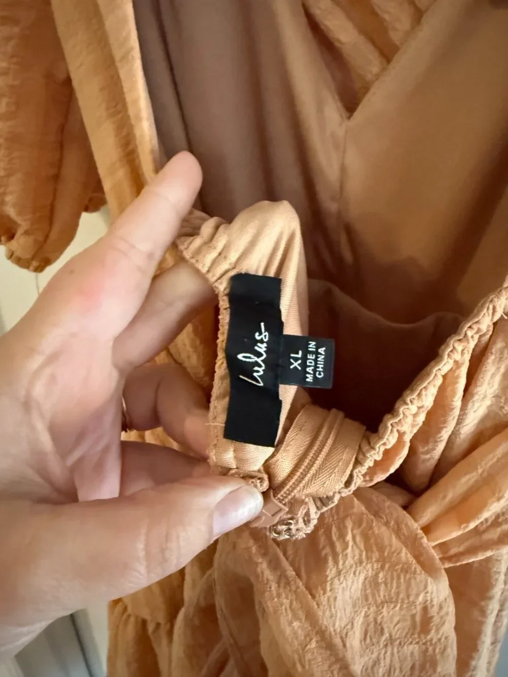 LuLu's Midi Orange Tie Front Dress XL - Picture 2 of 5